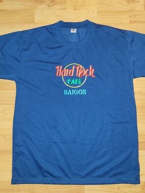 Hard Rock Cafe Saigon Modern Logo Blue Tshirt, Size XL